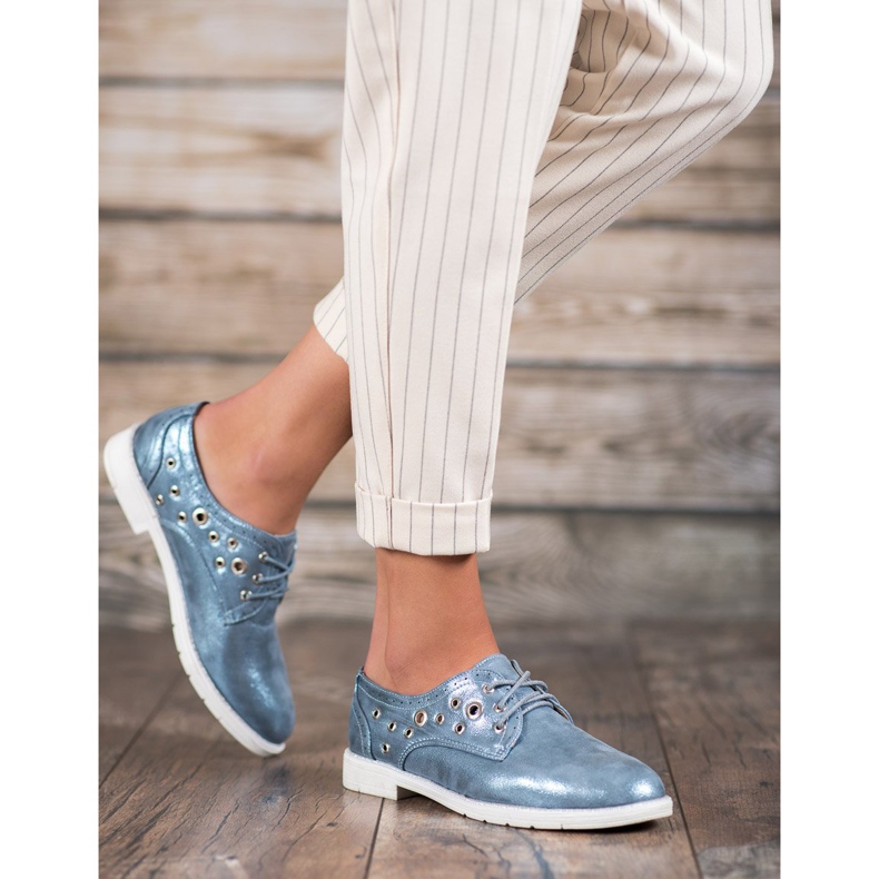 SHELOVET Chaussures nouées avec cuir écologique bleu 2 SHELOVET Chaussures nouées avec cuir écologique bleu 2