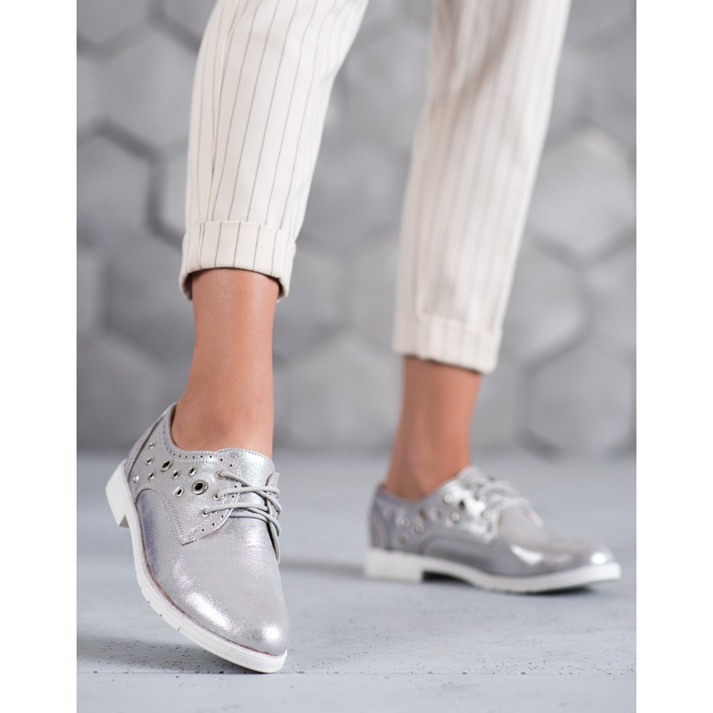 SHELOVET Chaussures nouées avec cuir écologique gris 2