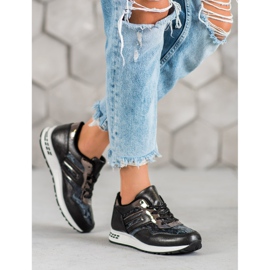 SHELOVET Baskets à imprimé serpent noir 2