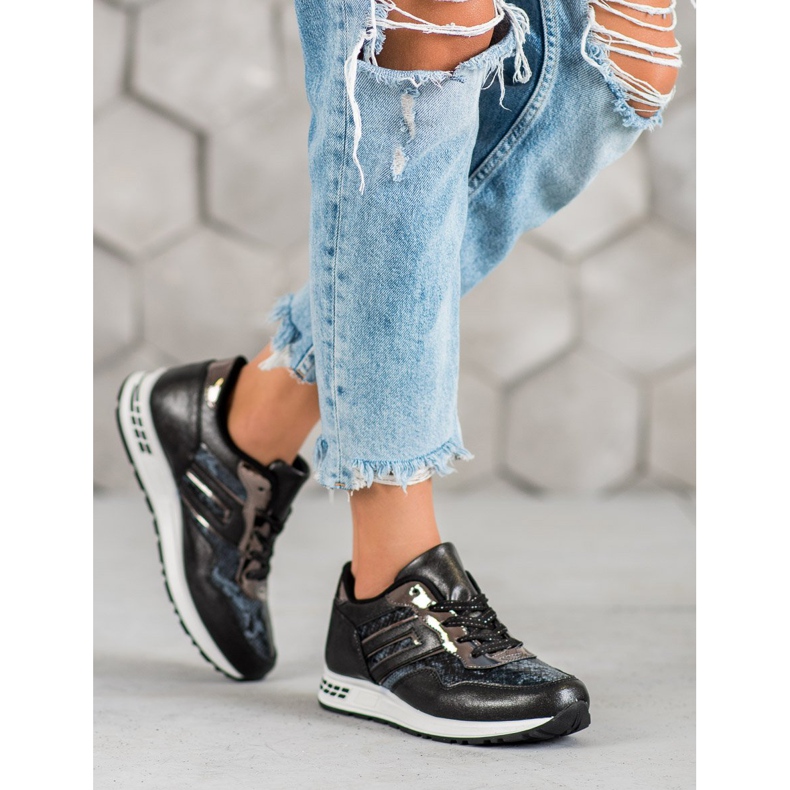 SHELOVET Baskets à imprimé serpent le noir 2