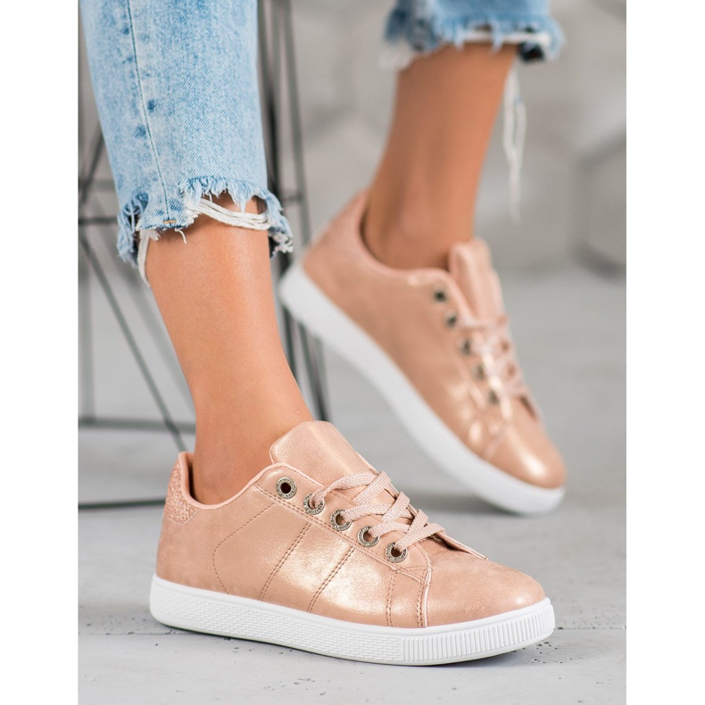 SHELOVET Baskets à paillettes rose 1