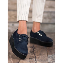 SHELOVET Chaussures en daim sur la plateforme bleu 4