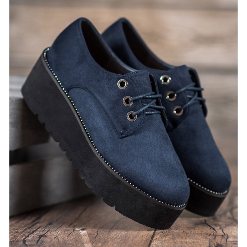 SHELOVET Chaussures en daim sur la plateforme bleu 1