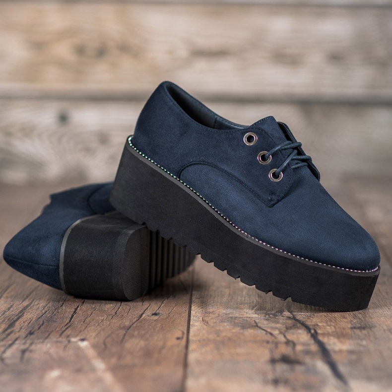 SHELOVET Chaussures en daim sur la plateforme bleu 2