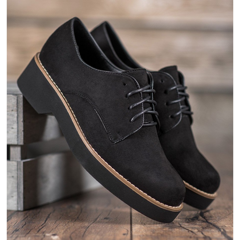 SHELOVET Chaussures en daim noires le noir 1