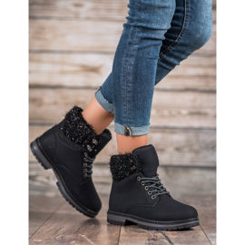 SHELOVET Trappeurs à paillettes le noir 1