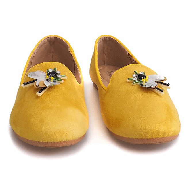 Ballerines en daim à la racine des cheveux 9988 Jaune 1