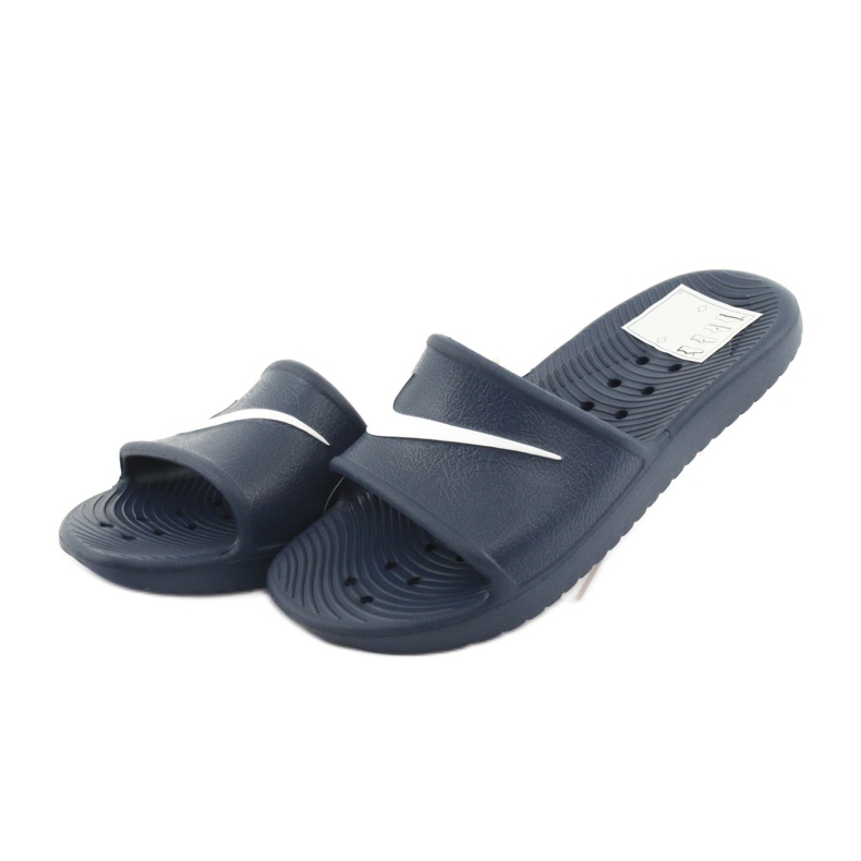 Chaussons Nike Kawa Shower 832528 400 blanche bleu marin 3