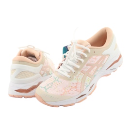 Chaussures de course Asics gel Kayano 24 Lite Show W T8A9N-0101 blanche brun orange vert 3