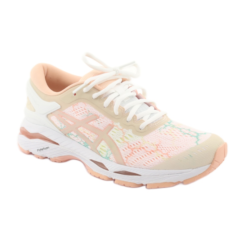 Chaussures de course Asics gel Kayano 24 Lite Show W T8A9N-0101 blanche brun orange vert 1