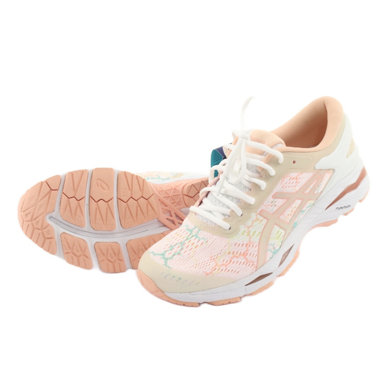 Chaussures de course Asics gel Kayano 24 Lite Show W T8A9N-0101 blanc brun orange vert 4