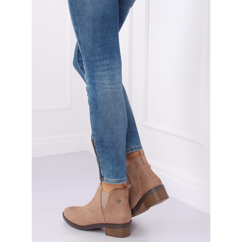 Bottines Chelsea beiges pour femme 8B978 Kaki 1 Bottines Chelsea beiges pour femme 8B978 Kaki 1