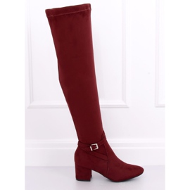 Cuissardes à talons bas YL-151 Wine rouge 2