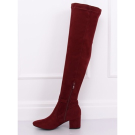 Cuissardes à talons bas YL-151 Wine rouge 1