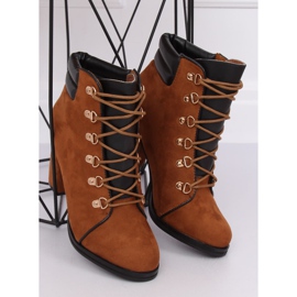 Bottes en bois marron à talons hauts 995-29 Camel brun 2