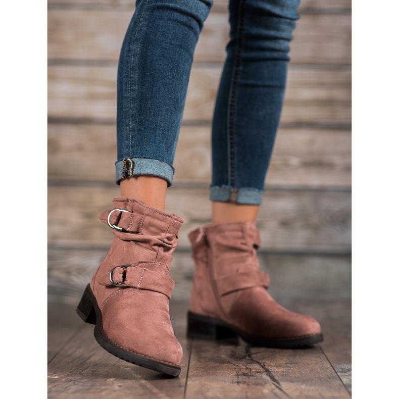 SDS Bottines en daim rose 2