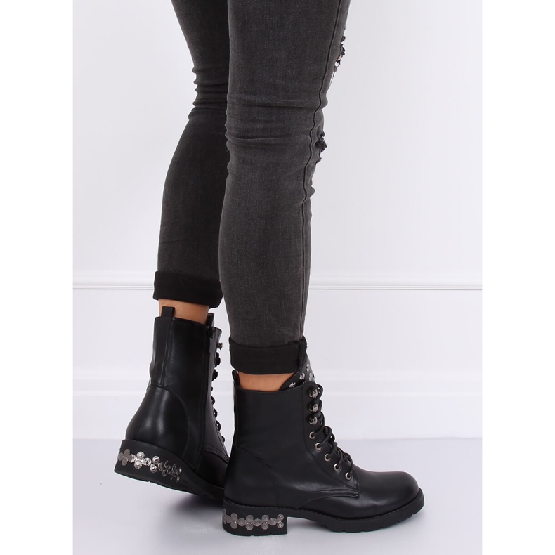 Bottines noires à clous KL-599 Noir le noir 2
