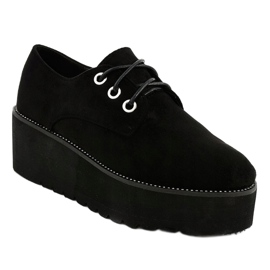 Chaussures compensées creepers noires pour femme 1681 le noir 1 Chaussures compensées creepers noires pour femme 1681 le noir 1