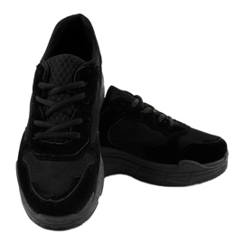 Chaussures de sport pour femmes en daim noir R-372 le noir 3