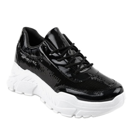 Chaussures de sport noires à paillettes W-3118 1