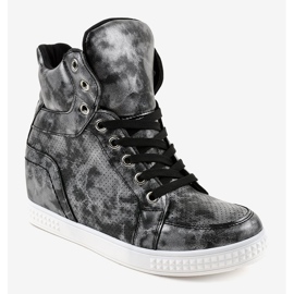 Baskets noires compensées à lacets ON001 1