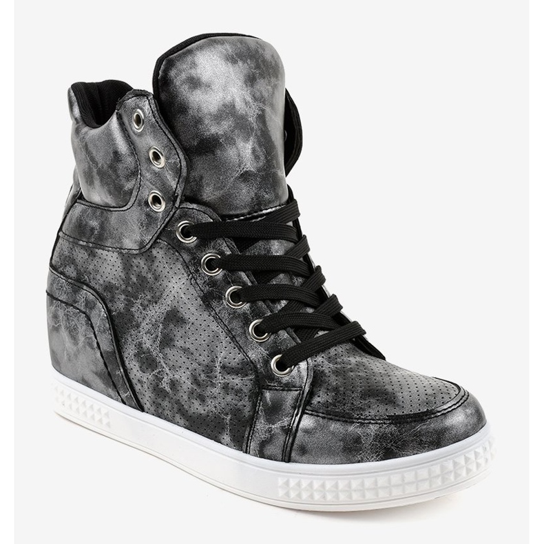 Baskets noires compensées à lacets ON001 le noir 1