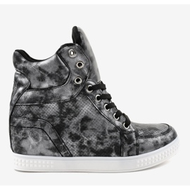 Baskets noires compensées à lacets ON001 2