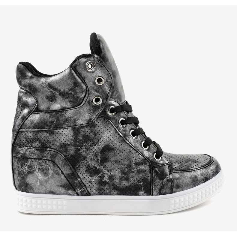 Baskets noires compensées à lacets ON001 le noir 2