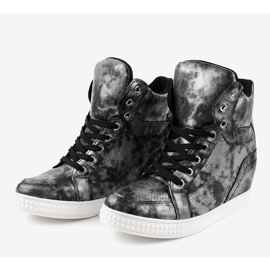 Baskets noires compensées à lacets ON001 le noir 3