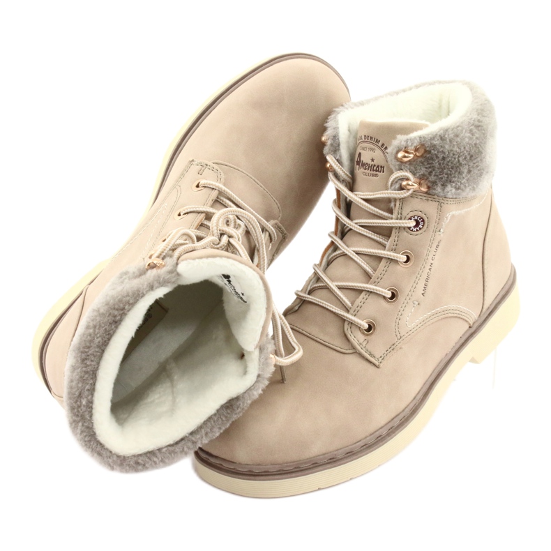 American Club Bottes américaines en dentelle féminine -up beige rh47 6