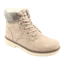 American Club Bottes américaines en dentelle féminine -up beige rh47 1