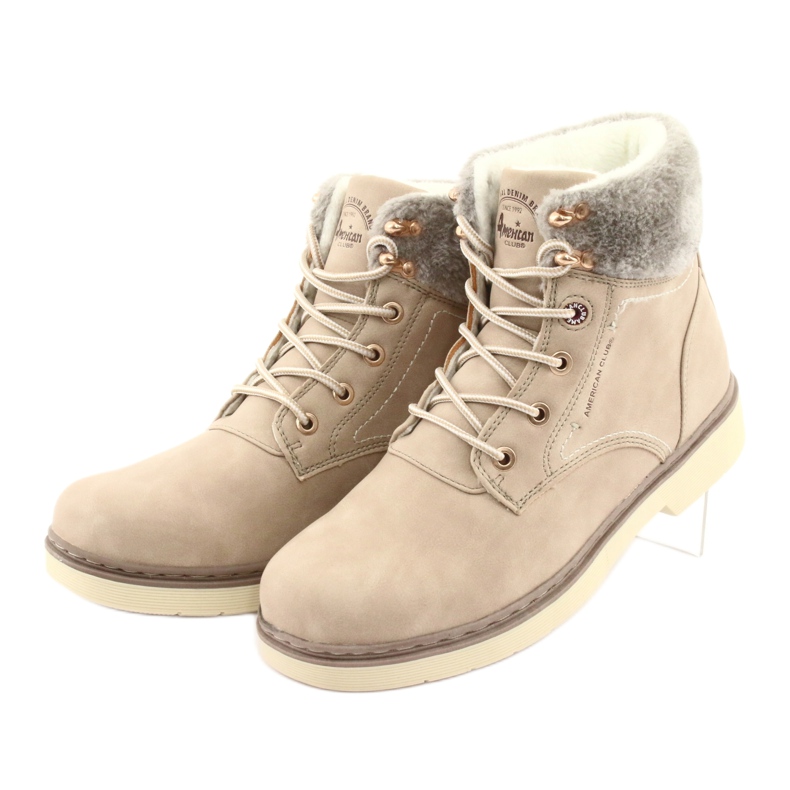 American Club Bottes américaines en dentelle féminine -up beige rh47 3