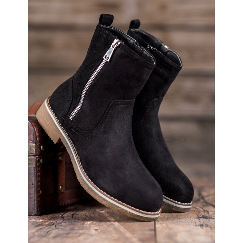 SHELOVET Bottines en daim noir 1