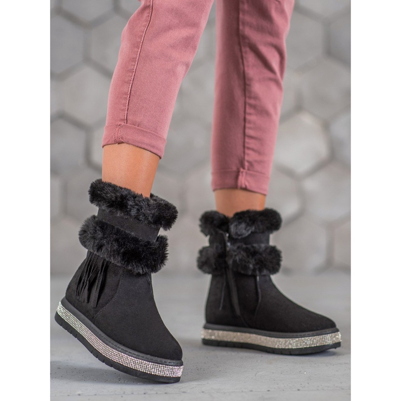 SHELOVET Bottes de neige à franges noir 1
