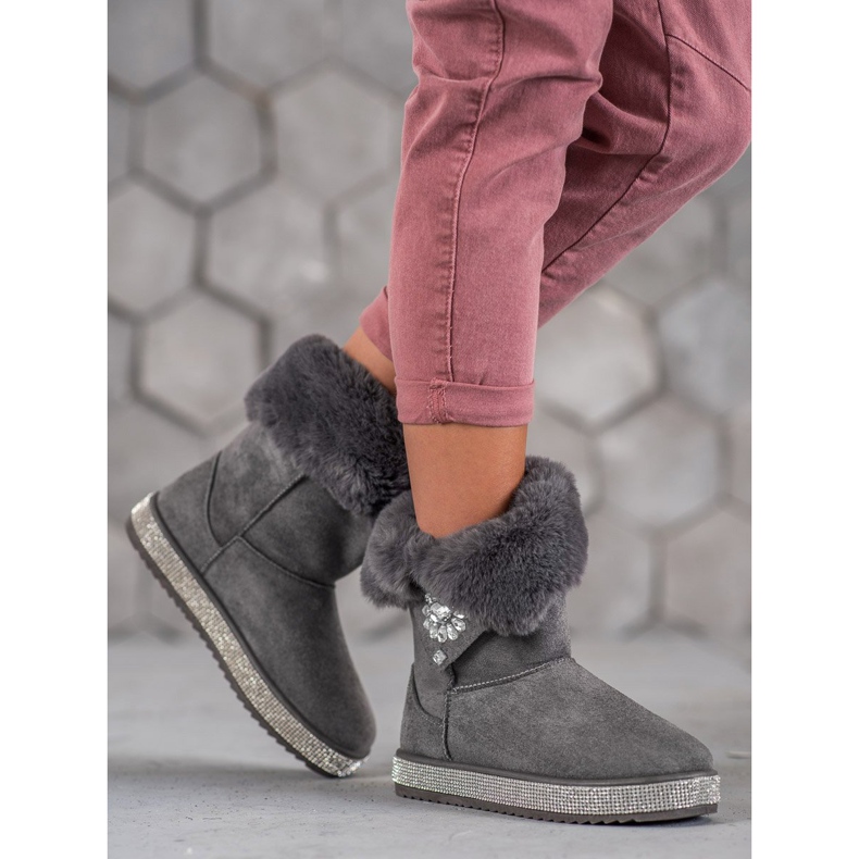 SHELOVET Bottes de neige avec zircone cubique gris 2