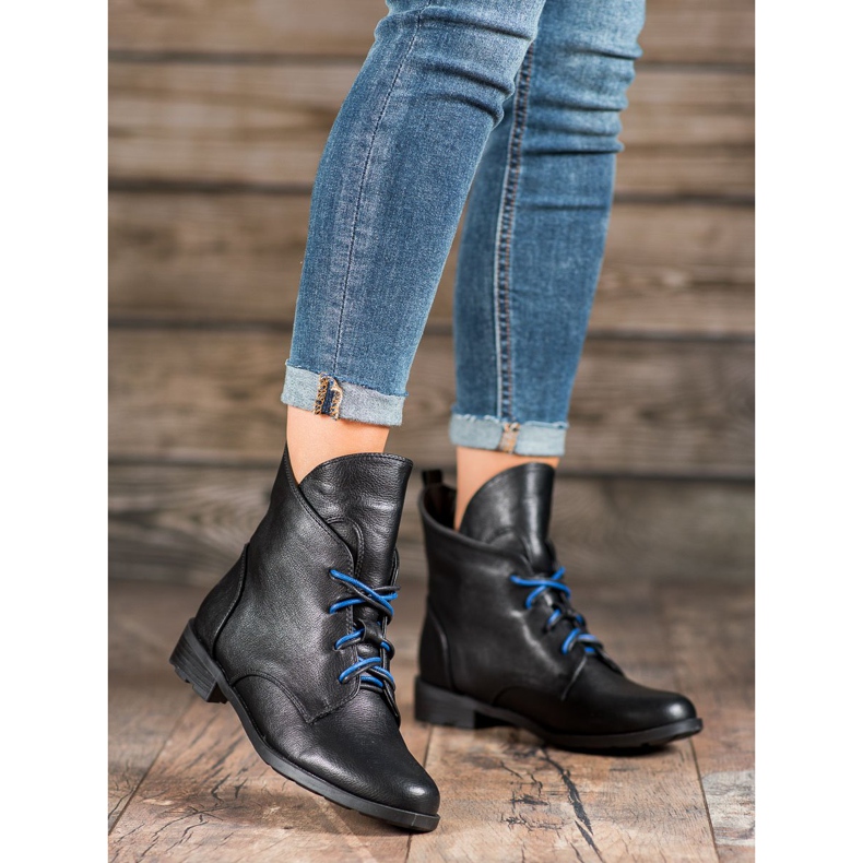 Filippo Bottines à lacets en cuir écologique noir 1