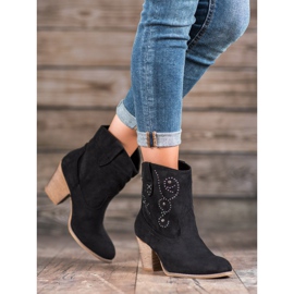 Small Swan Bottes de cow-boy à talons hauts noir 2