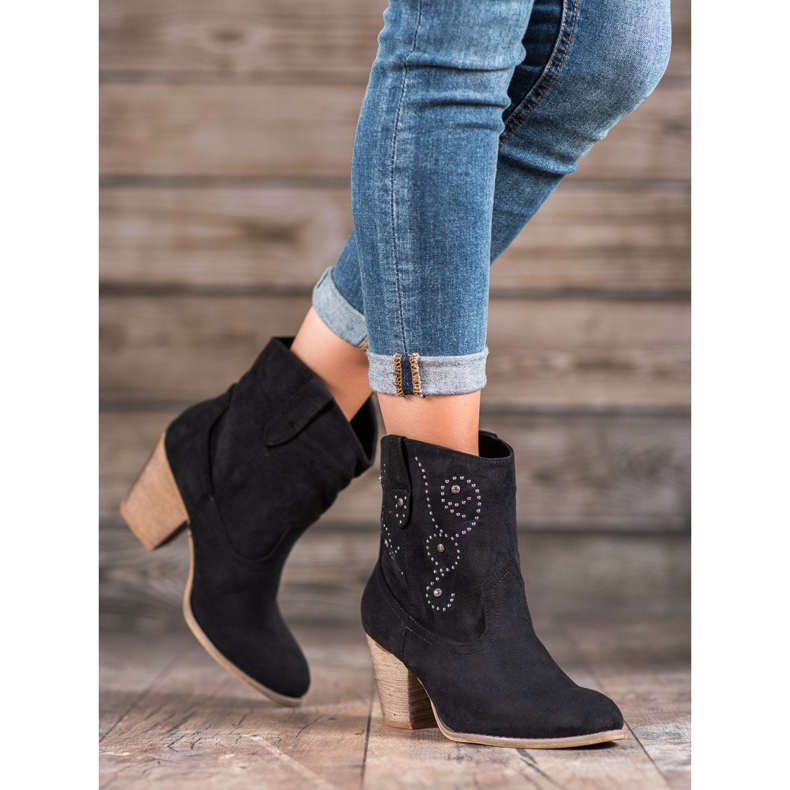 Small Swan Bottes de cow-boy à talons hauts noir 2