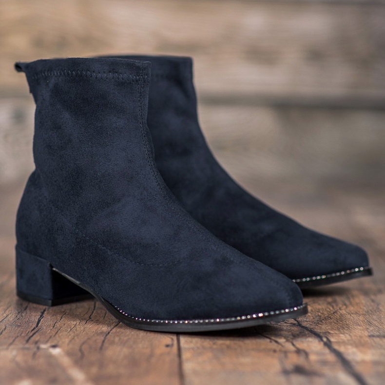 Small Swan Bottines en daim à enfiler bleu 1