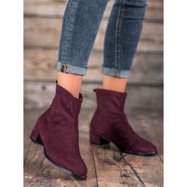 Small Swan Bottines en daim à enfiler rouge 1