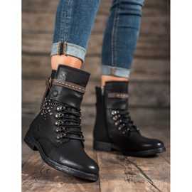 Super Me Bottes à lacets à la mode le noir 1