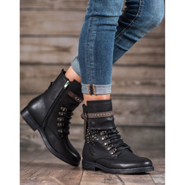 Super Me Bottes à lacets à la mode le noir 2
