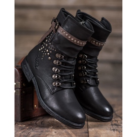 Super Me Bottes à lacets à la mode le noir 3