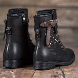 Super Me Bottes à lacets à la mode le noir 4