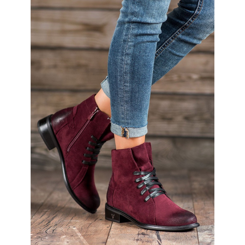 Bottines en daim VINCEZA rouge 1