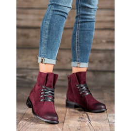 Bottines en daim VINCEZA rouge 4
