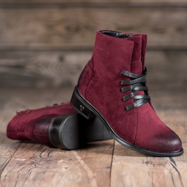 Bottines en daim VINCEZA rouge 2