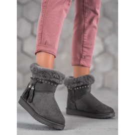 SHELOVET Mukluki avec des cristaux gris 1 SHELOVET Mukluki avec des cristaux gris 1