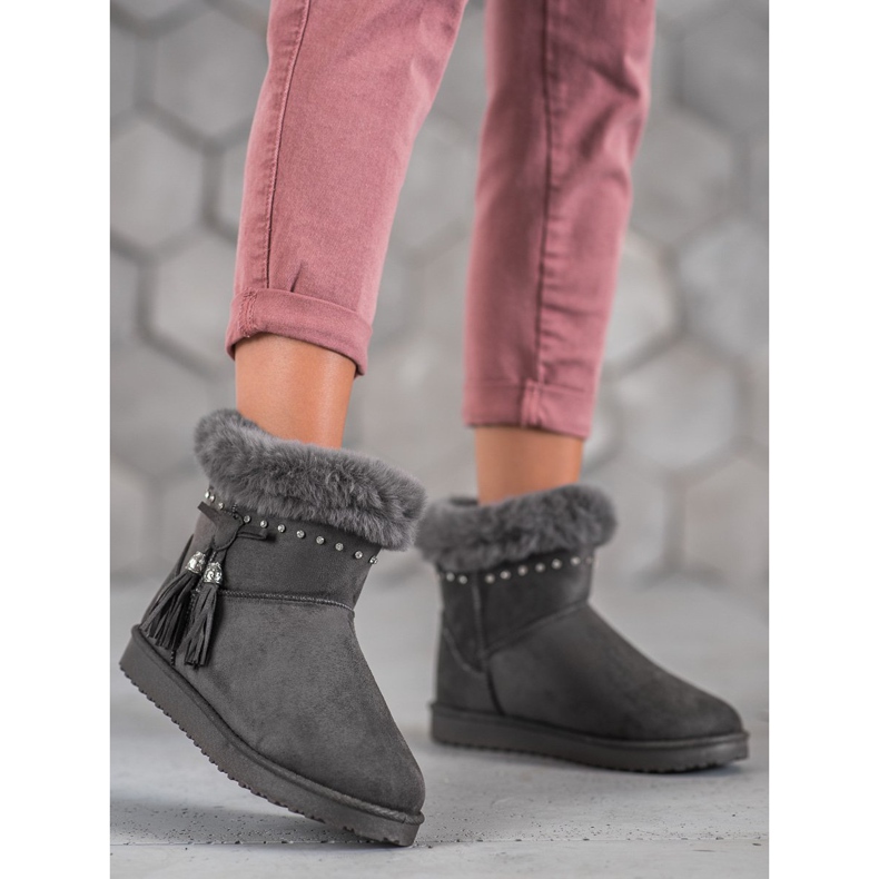 SHELOVET Mukluki avec des cristaux gris 1 SHELOVET Mukluki avec des cristaux gris 1