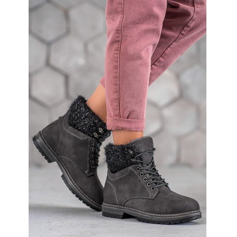 SHELOVET Trappeurs à paillettes le noir 2